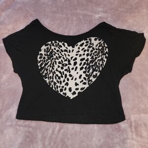 Black Heart Animal Print Women's Flowy Top